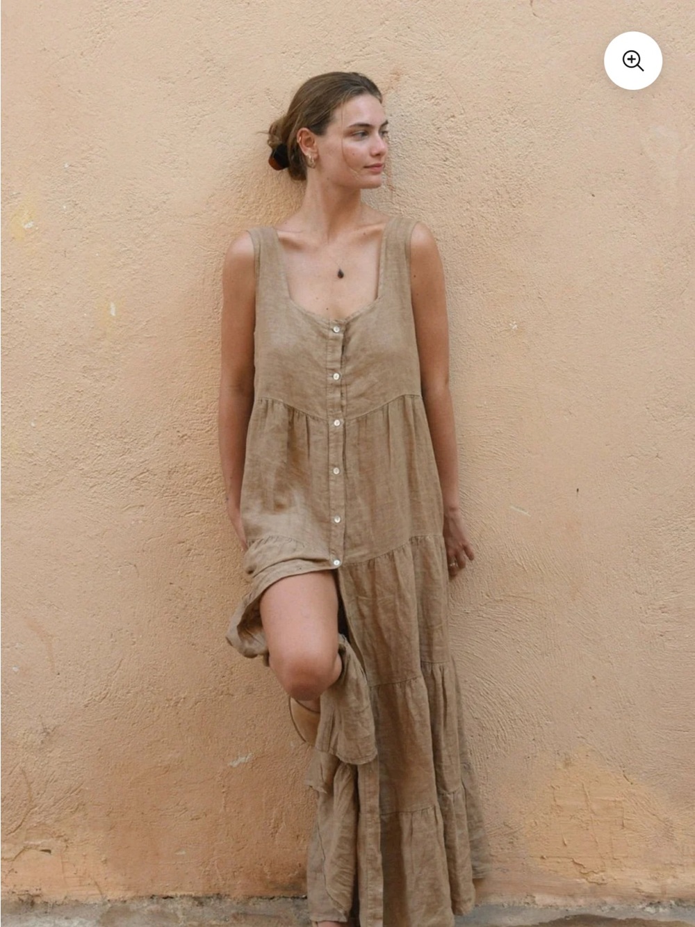 beachwood baby willow dress rye linen beachy coastal quiet luxury size M medium